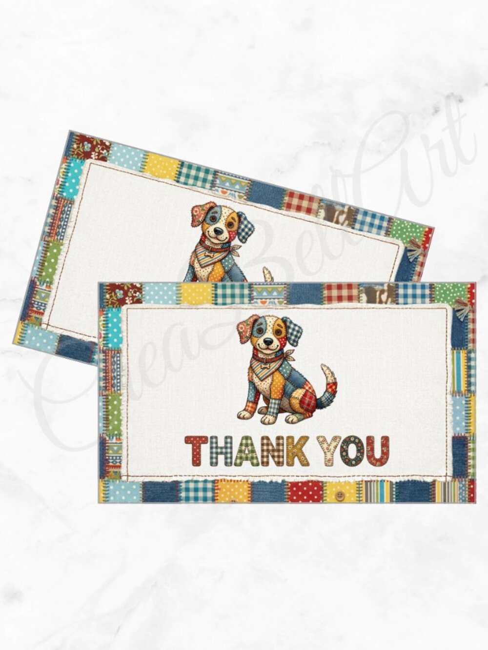 60 Patchwork Cards Dog Design Thank You Cards